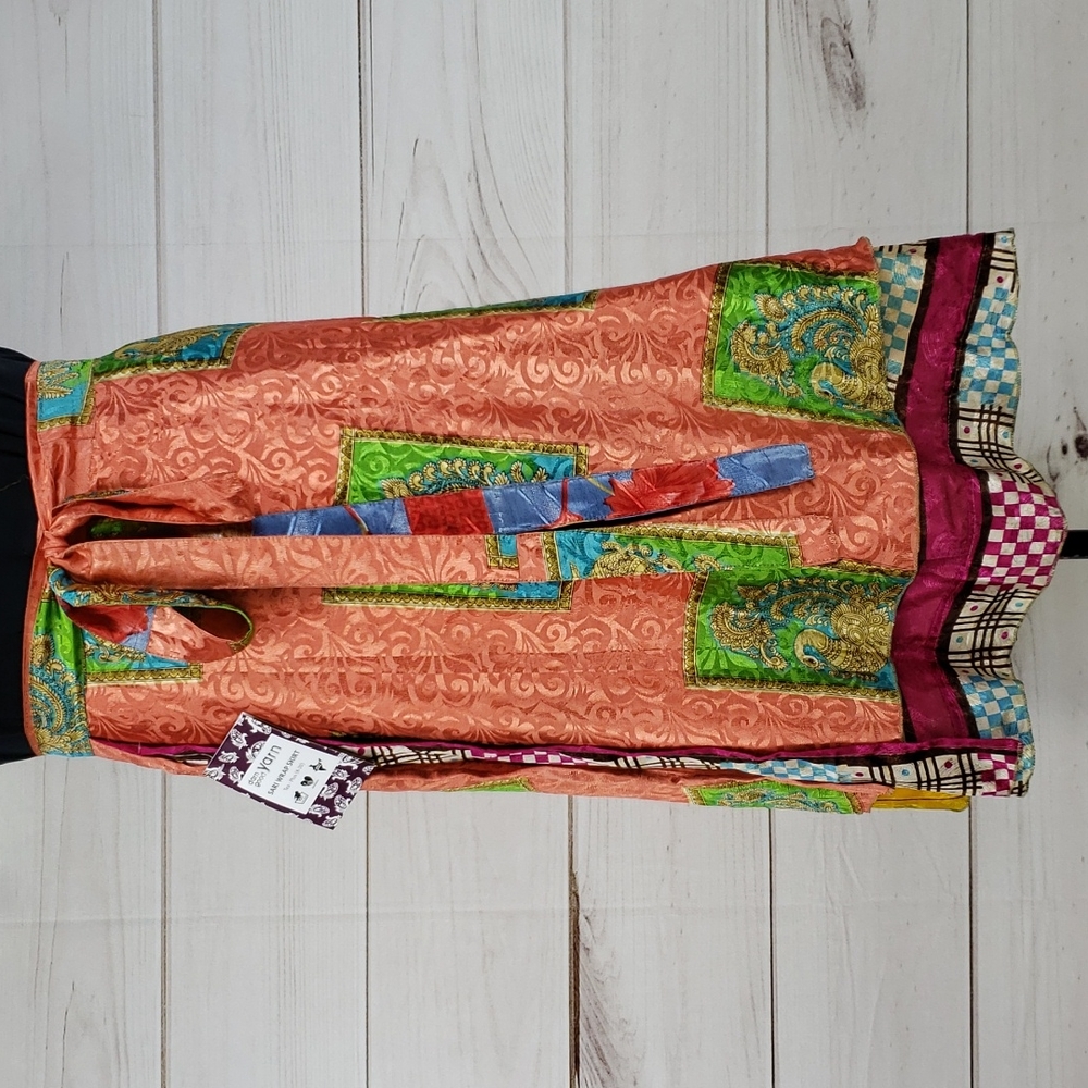 Darn Good Yarn Sari Silk Wrap Skirt Tea XL/Plus